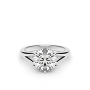 White Gold Round Shape Diamond Hidden Halo Engagement Ring With Prong Setting